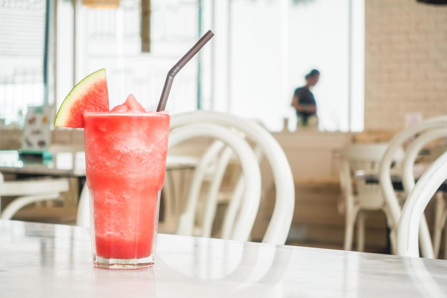 Iced watermelon juice in glass photo