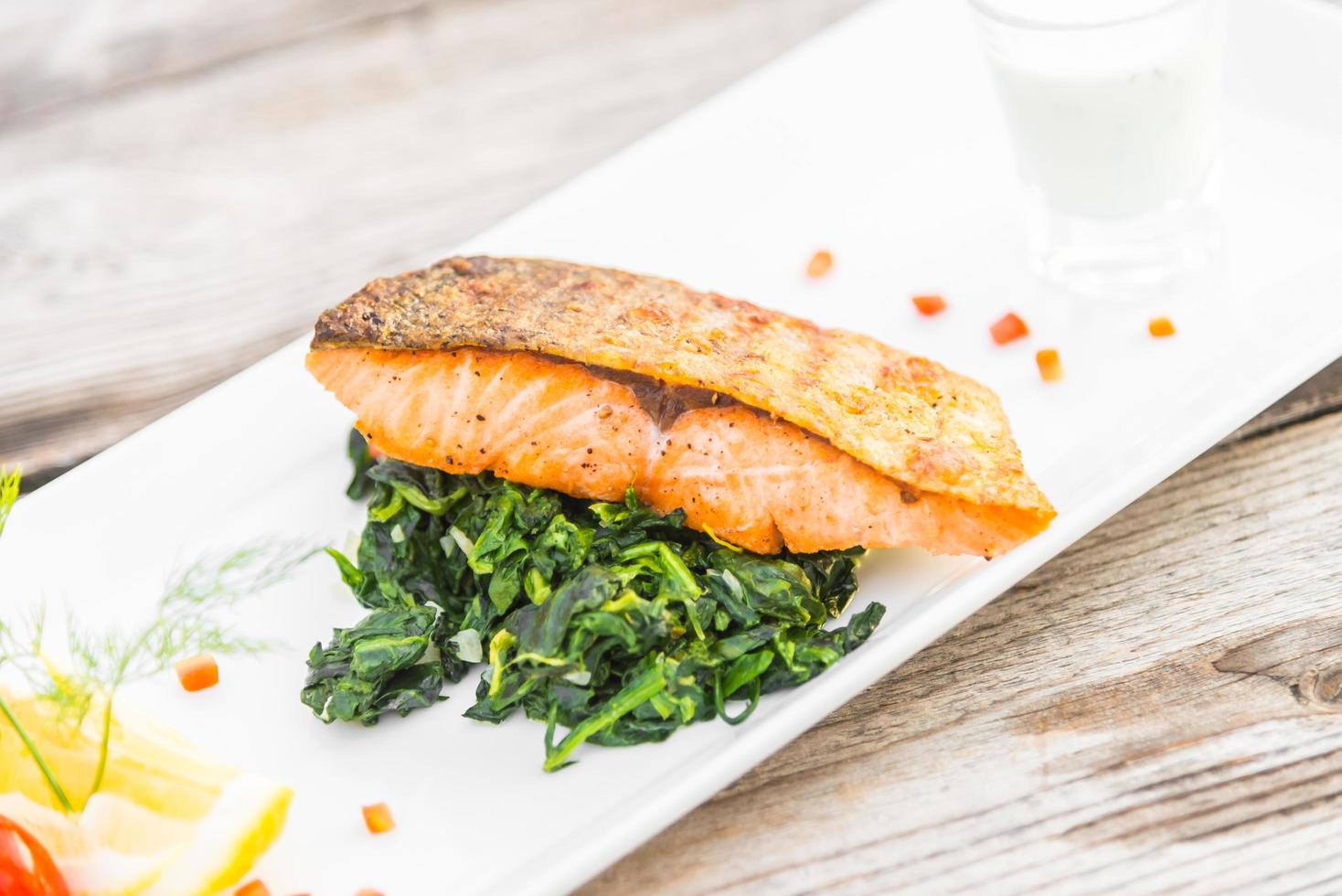 Grilled salmon steak photo