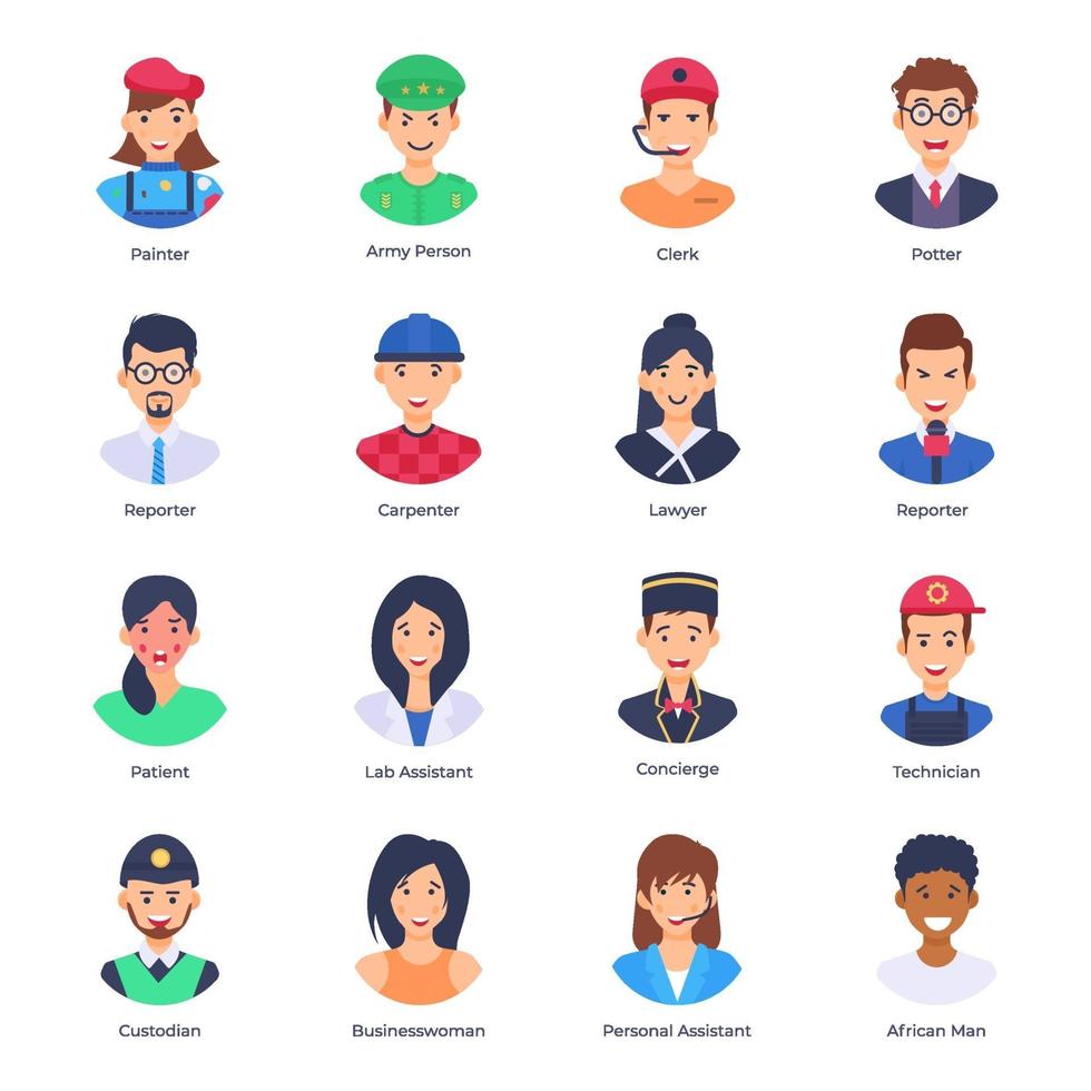 Human Avatars in Various Professions vector