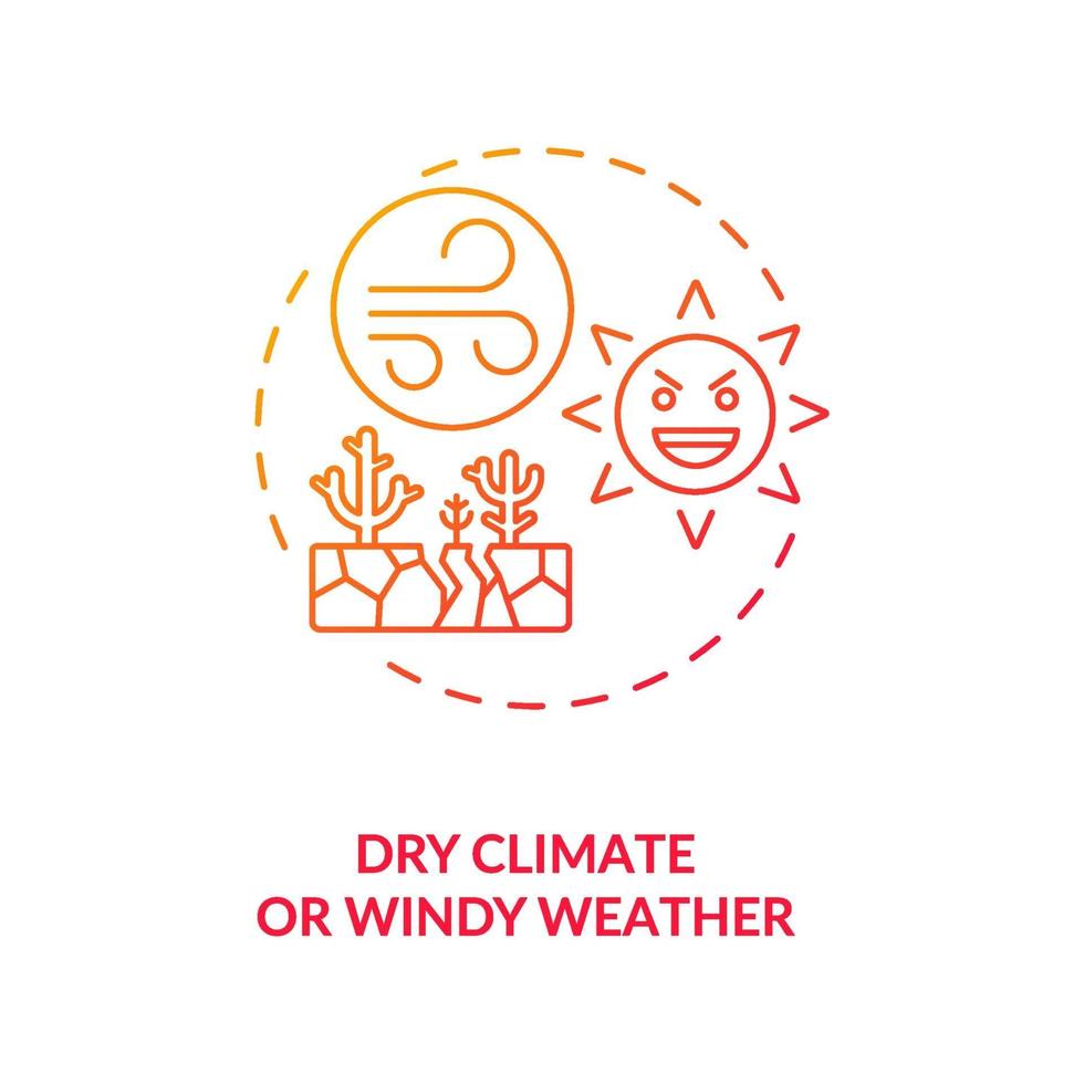 Dry climate or windy weather concept icon vector