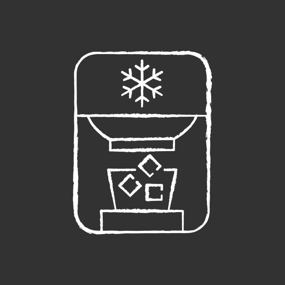 Ice Maker icono de tiza blanca sobre fondo negro vector