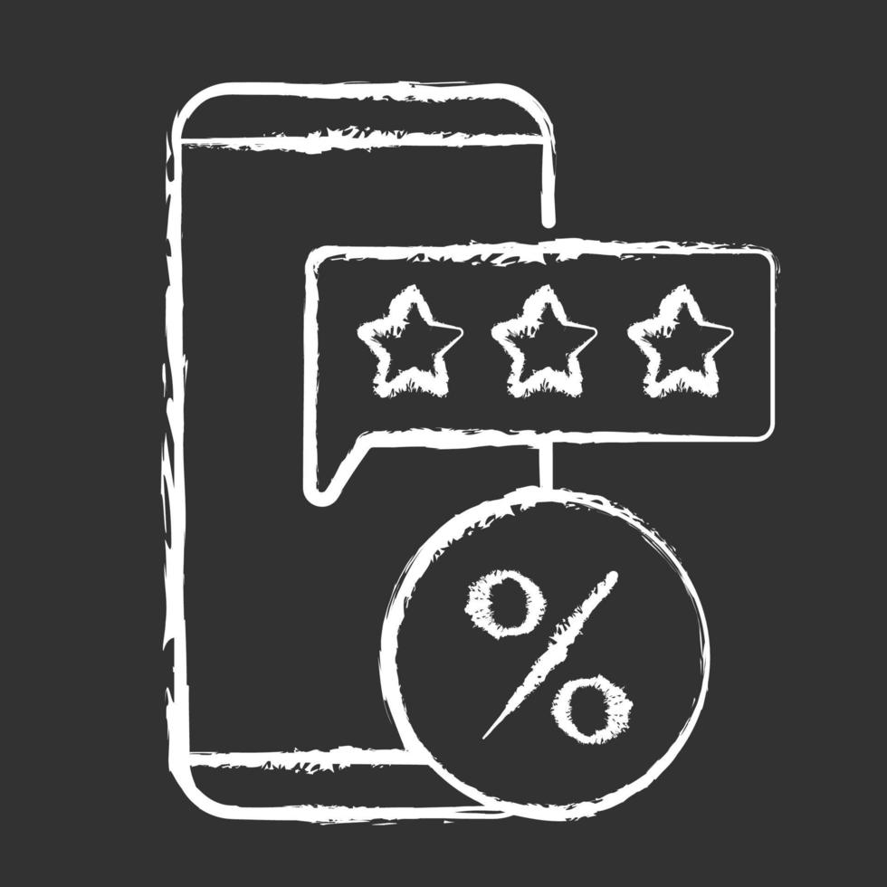 Review for discount chalk white icon on black background vector