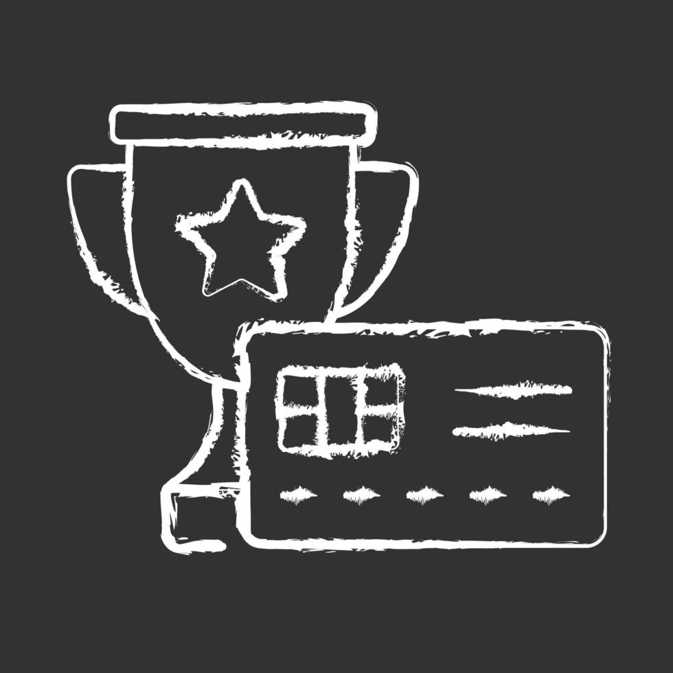 Rewards credit card chalk white icon on black background vector