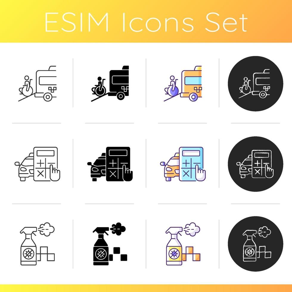 City public transport icons set vector