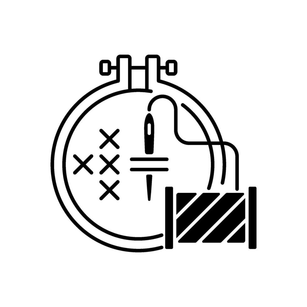 Embroidery black linear icon vector