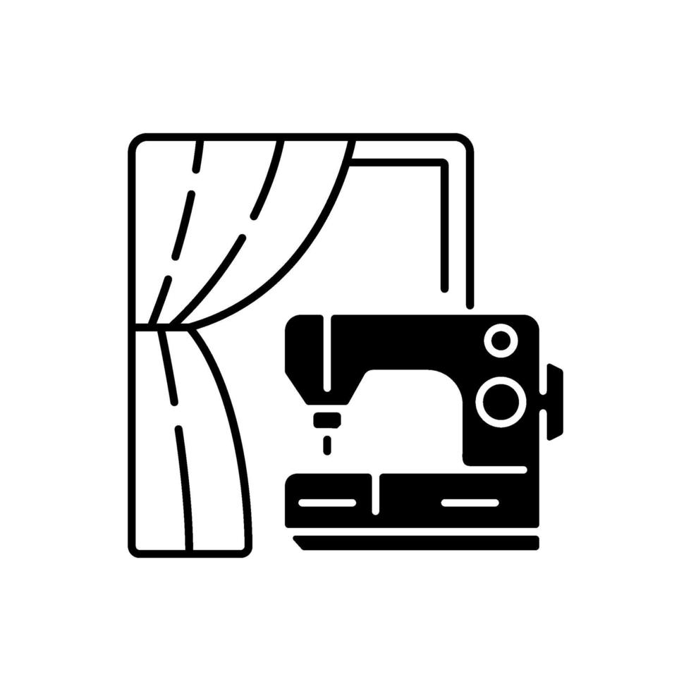 Curtain sewing and alteration black linear icon vector