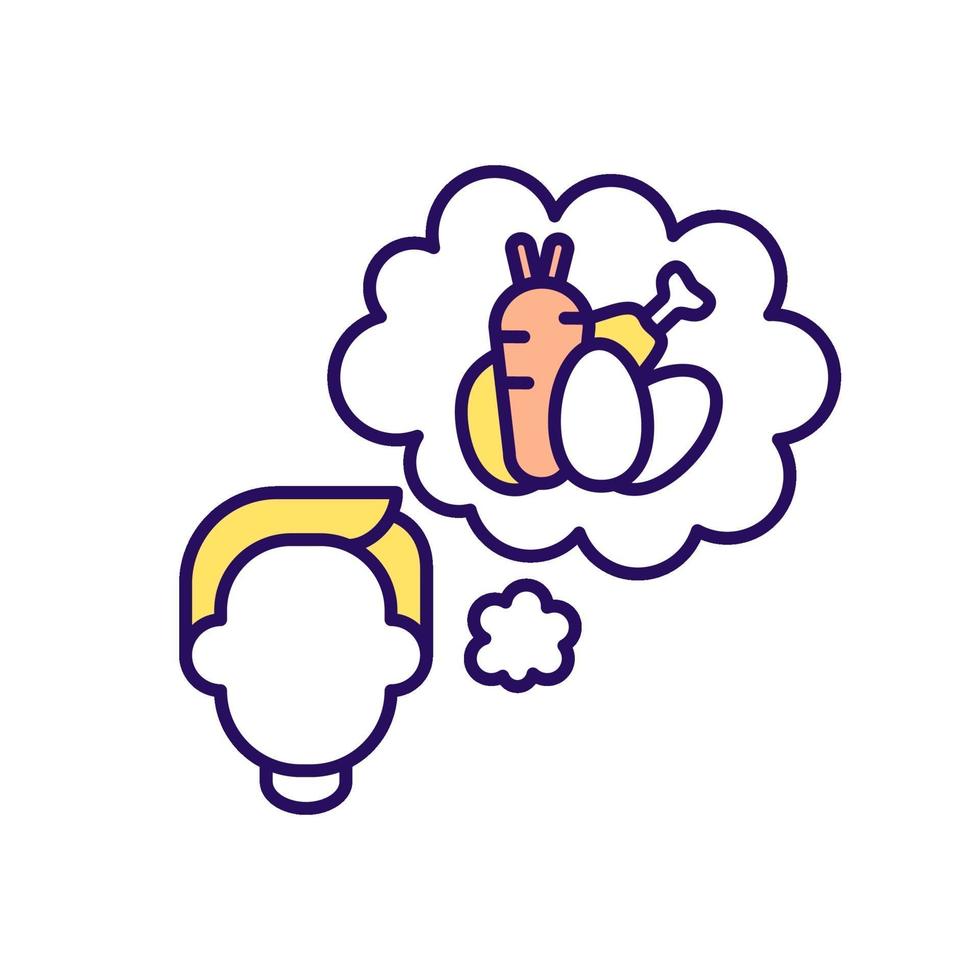 Thinking of food RGB color icon vector