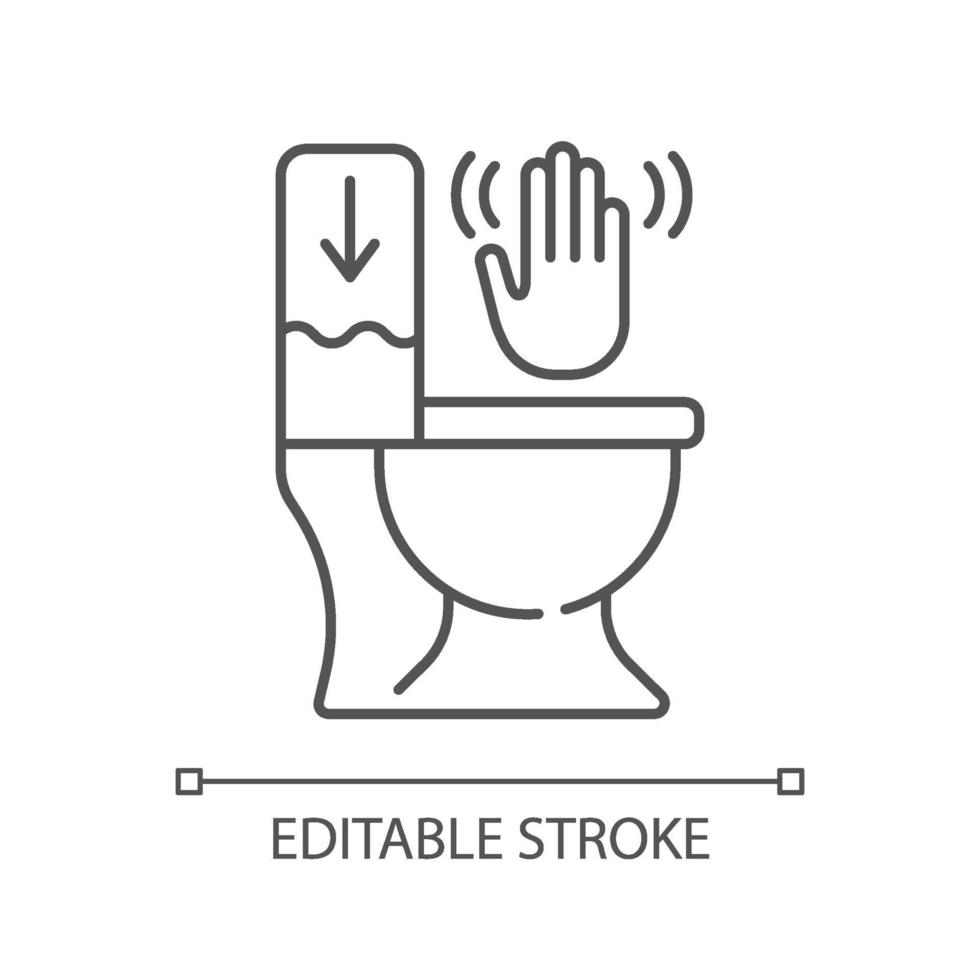 Touchless toilet flush linear icon vector