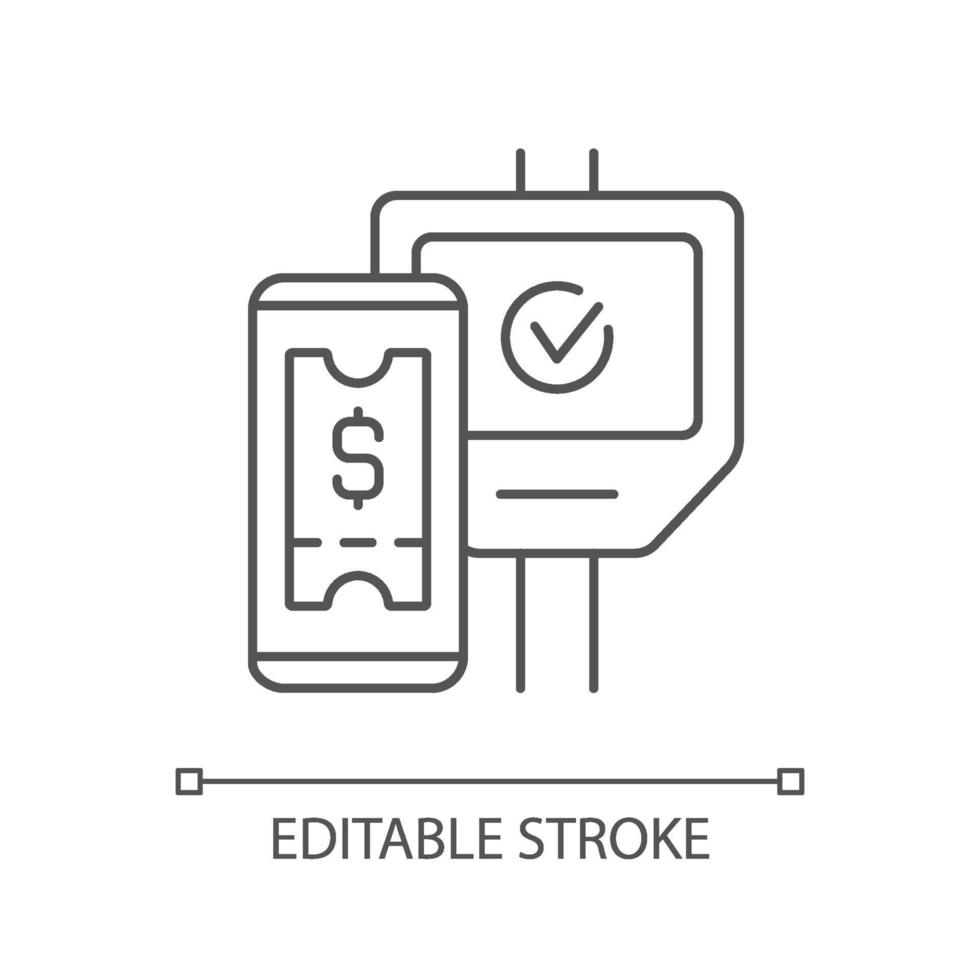 Contactless ticketing in public transport linear icon vector