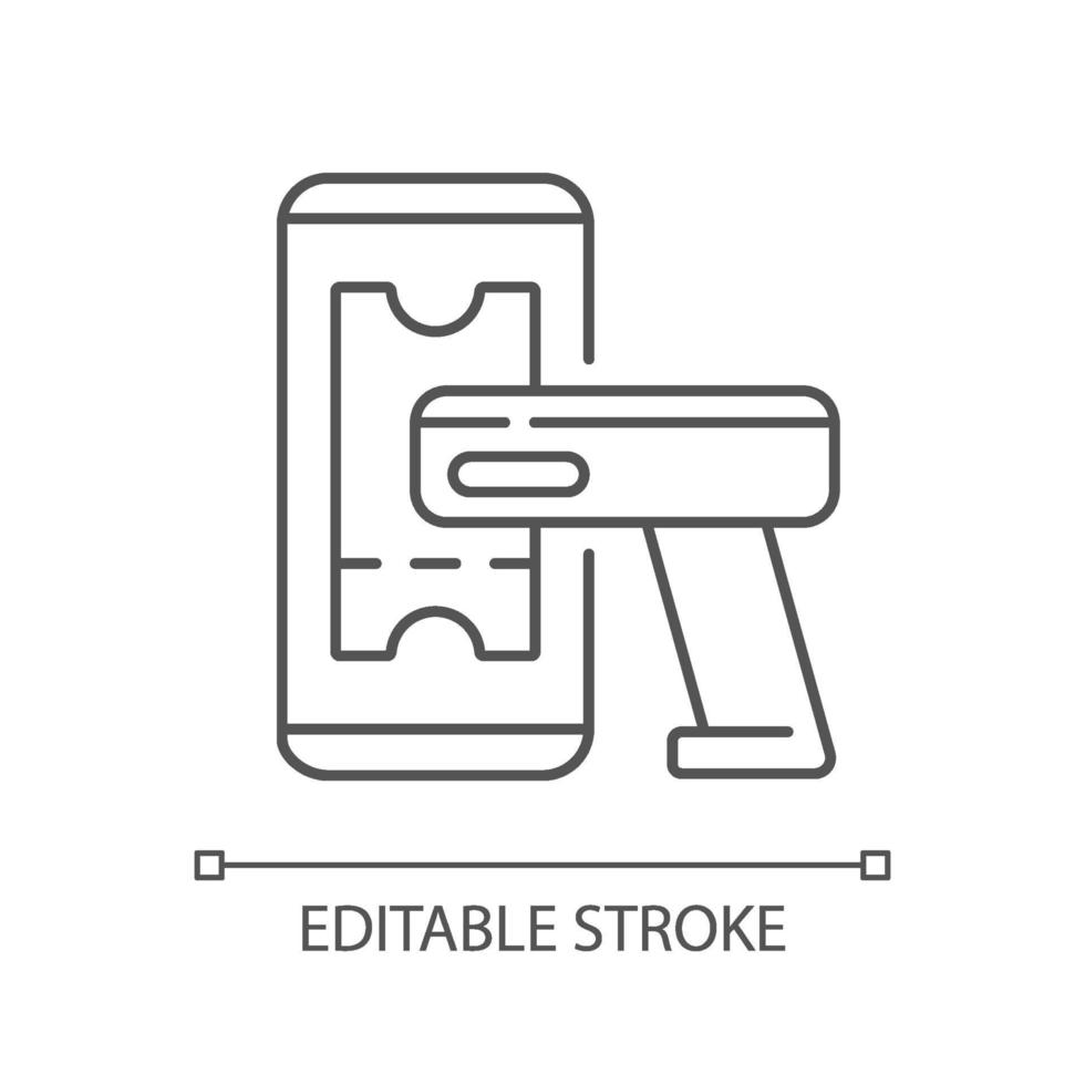 Ticket scanner linear icon vector