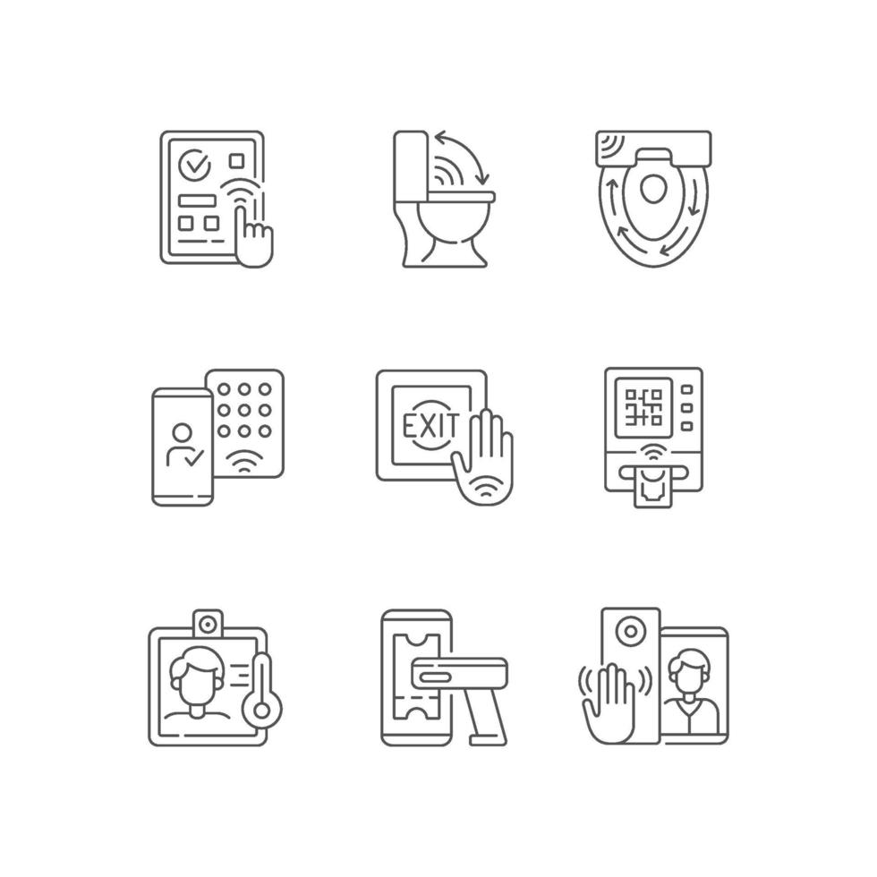 Contactless technology linear icons set vector
