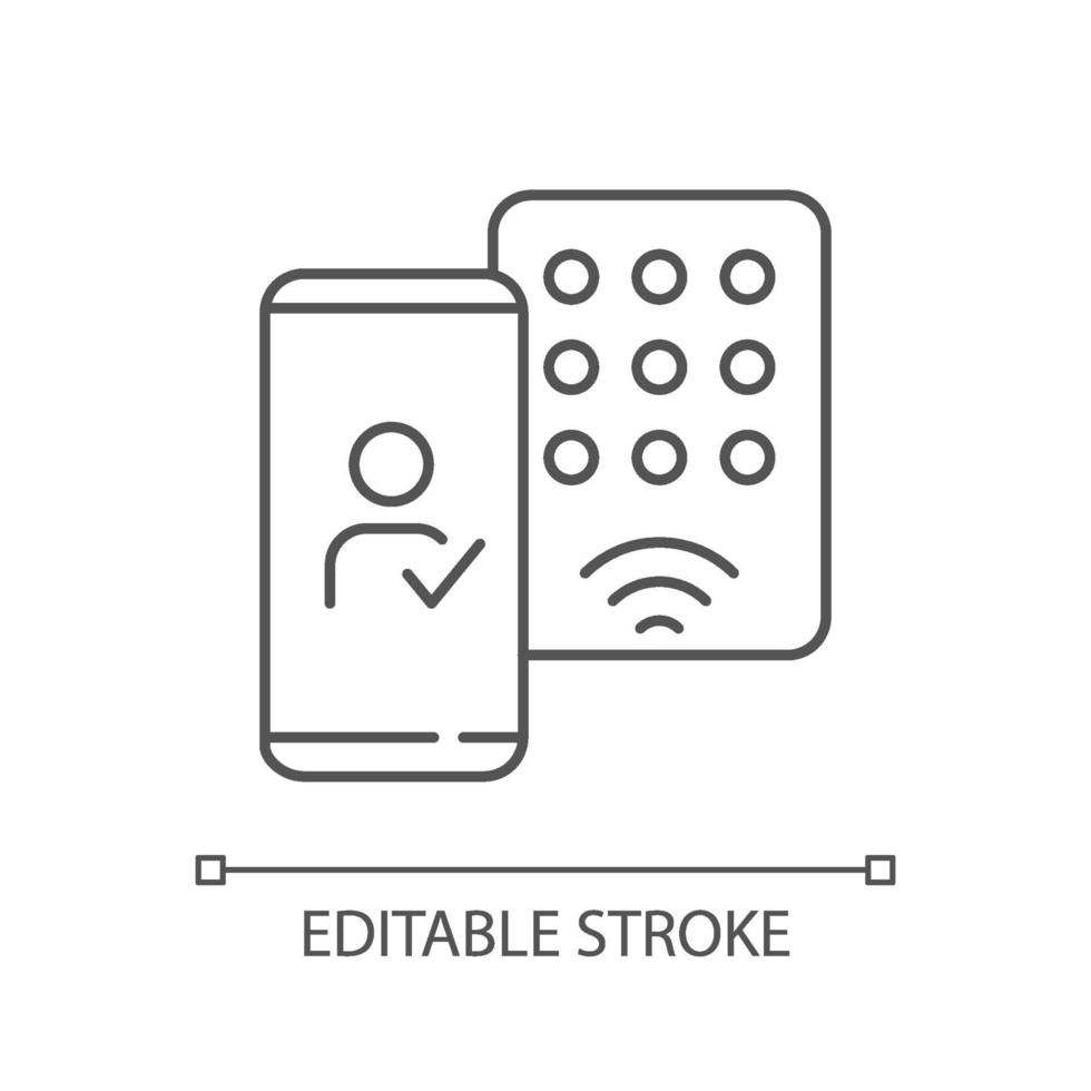 Detecting mobile credentials linear icon vector