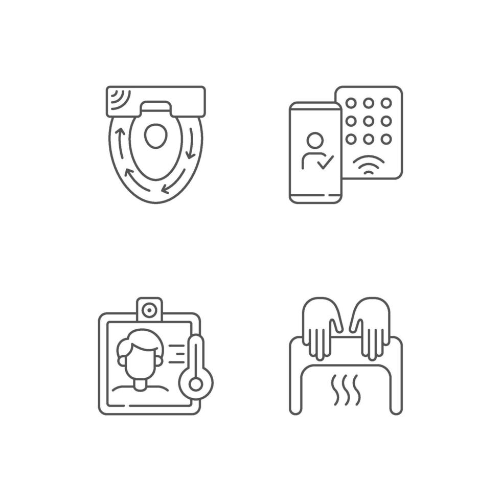 Contactless technology linear icons set vector