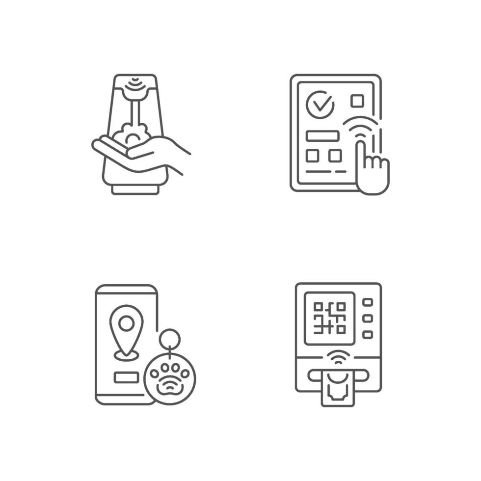 Contactless technology linear icons set vector