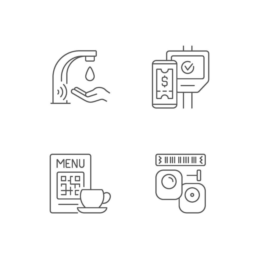 Contactless technology linear icons set vector