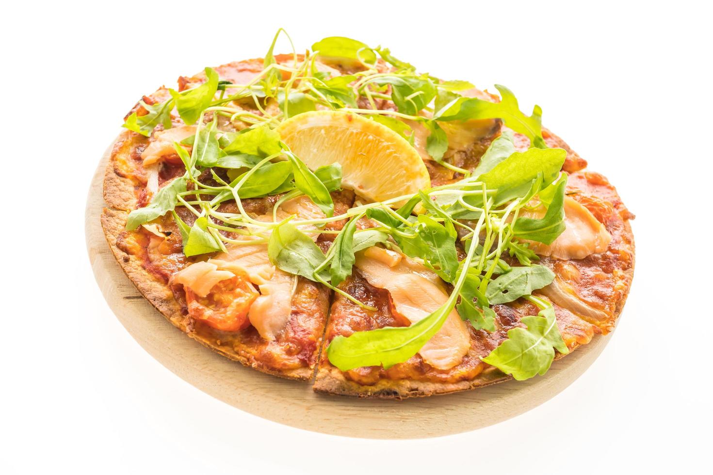 Pizza with smoked salmon photo