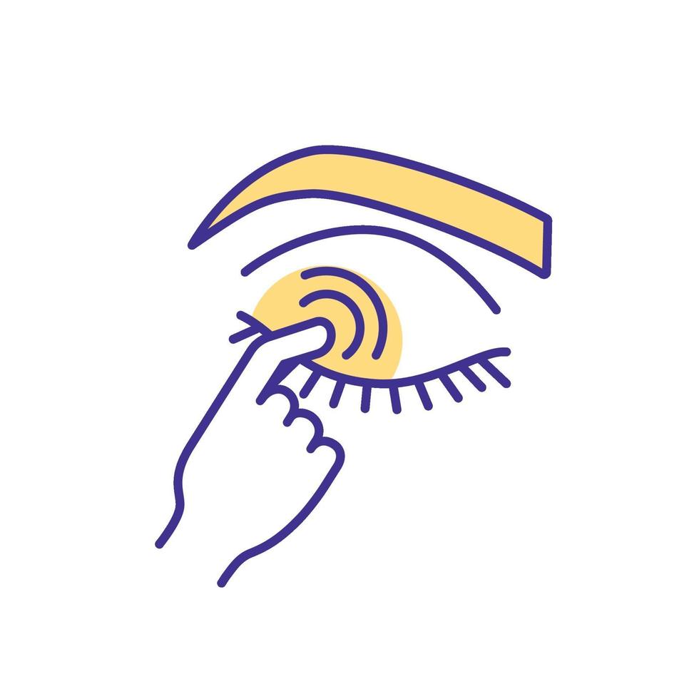 Touching eyes RGB color icon vector