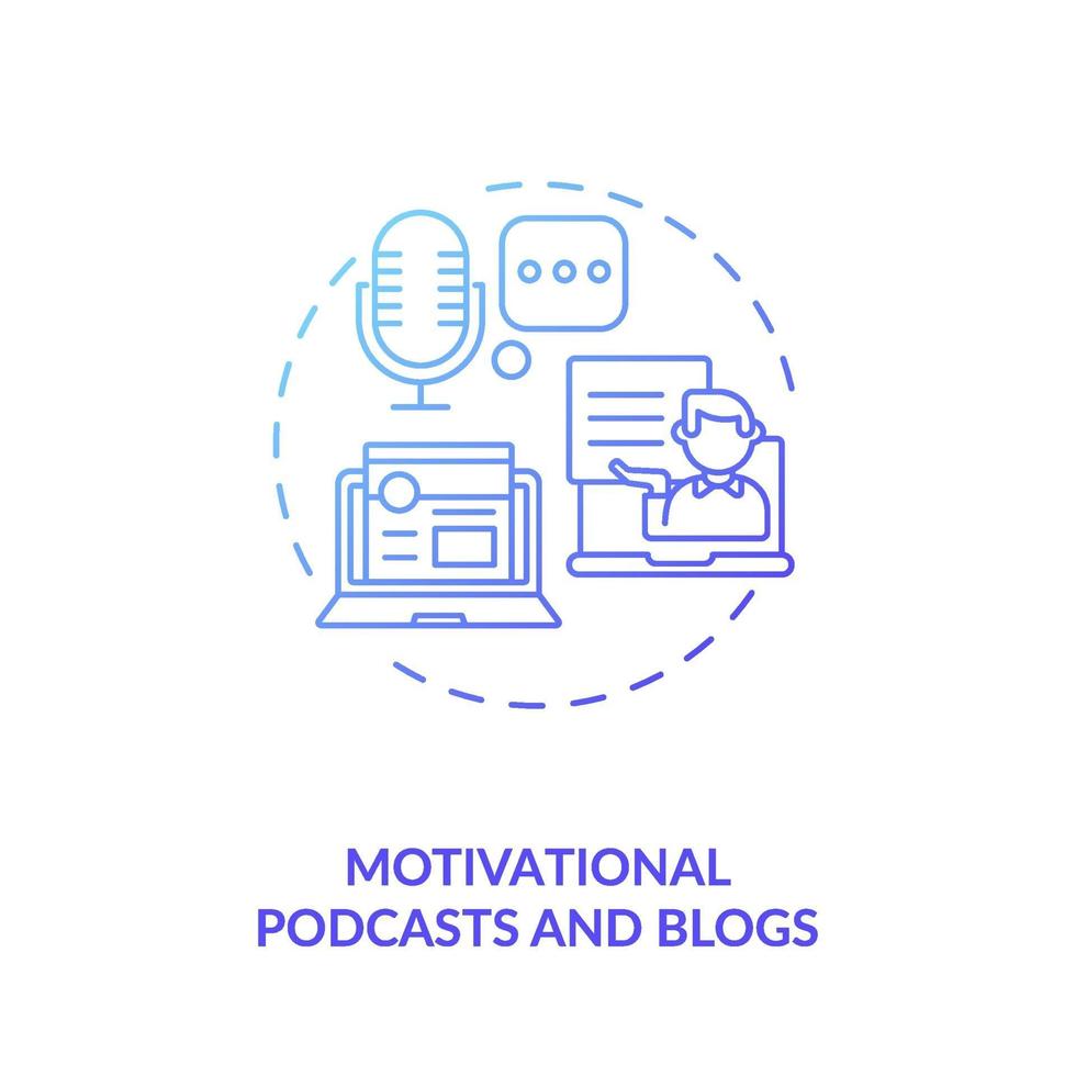 Icono de concepto de blogs y podcasts motivacionales vector