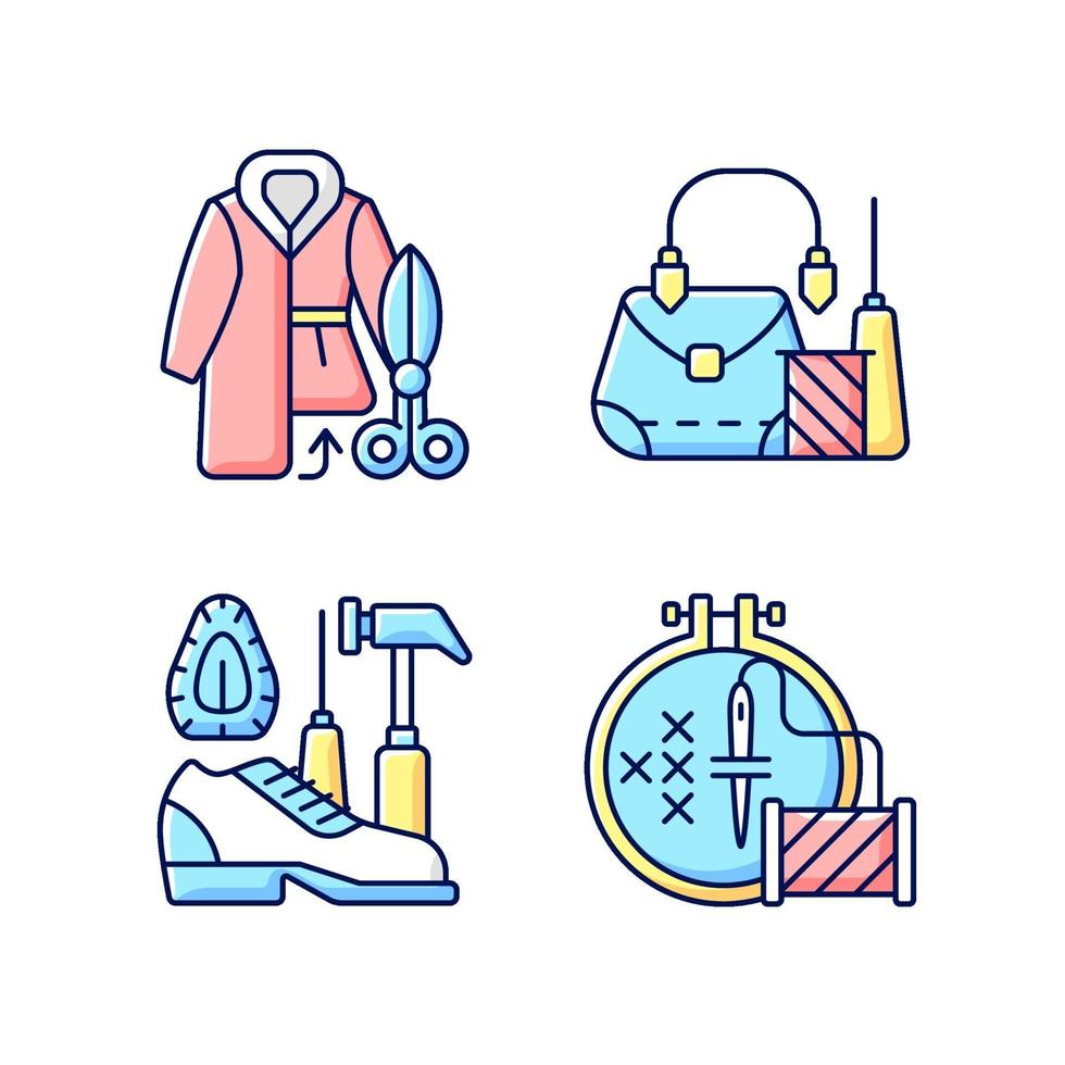 Clothes repair RGB color icons set vector