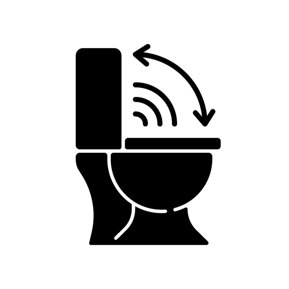 Touchless toilet seat black glyph icon vector