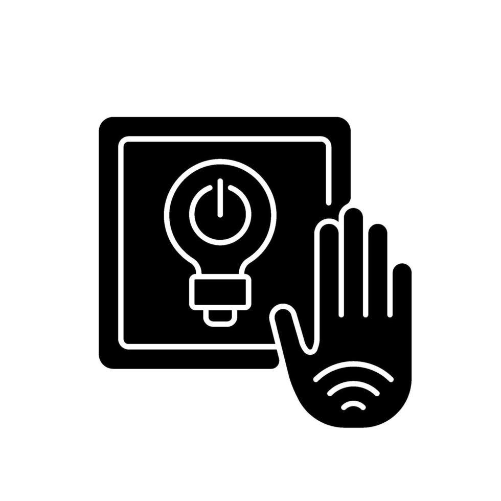No touch light switch black glyph icon vector