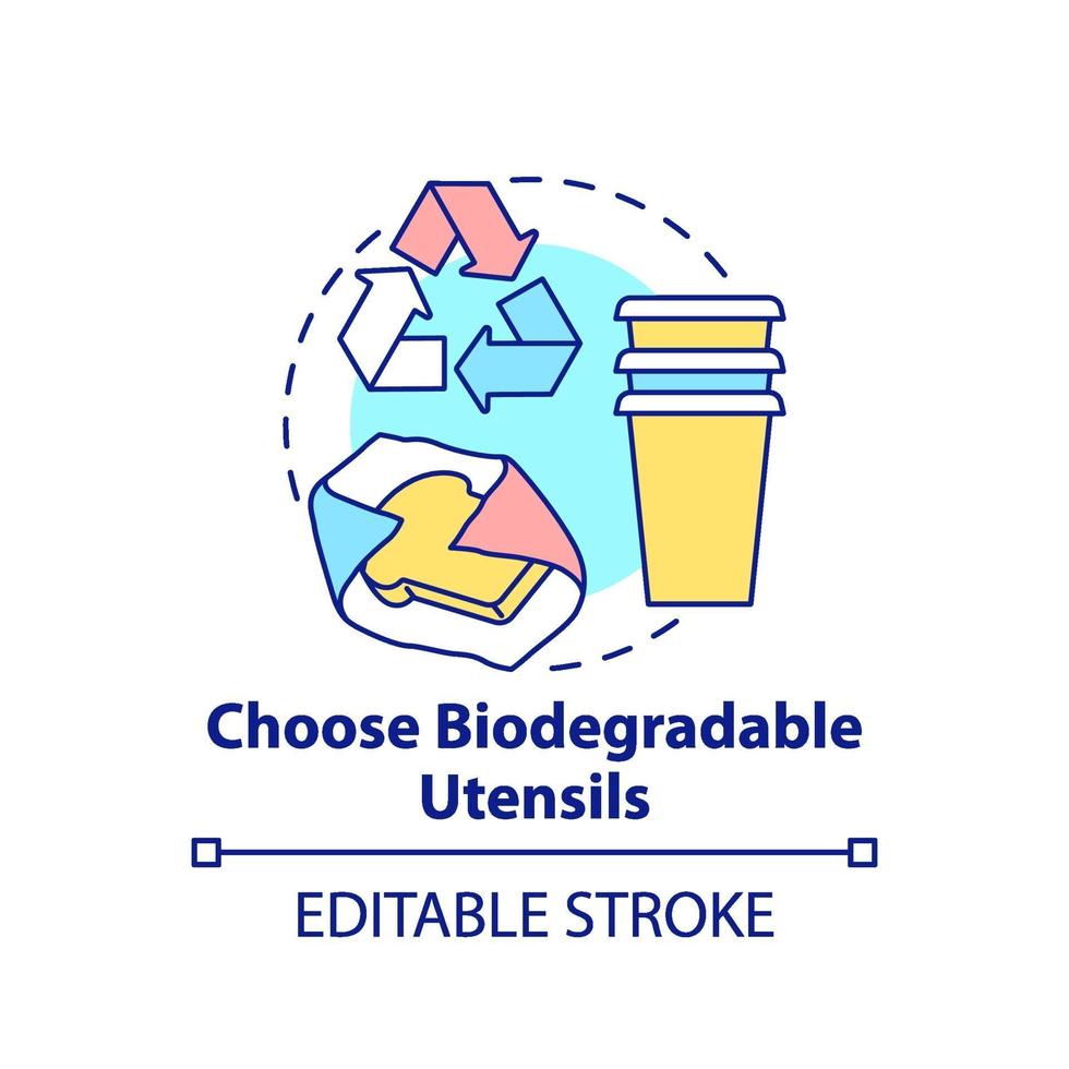 Elija el icono del concepto de utensilios biodegradables vector