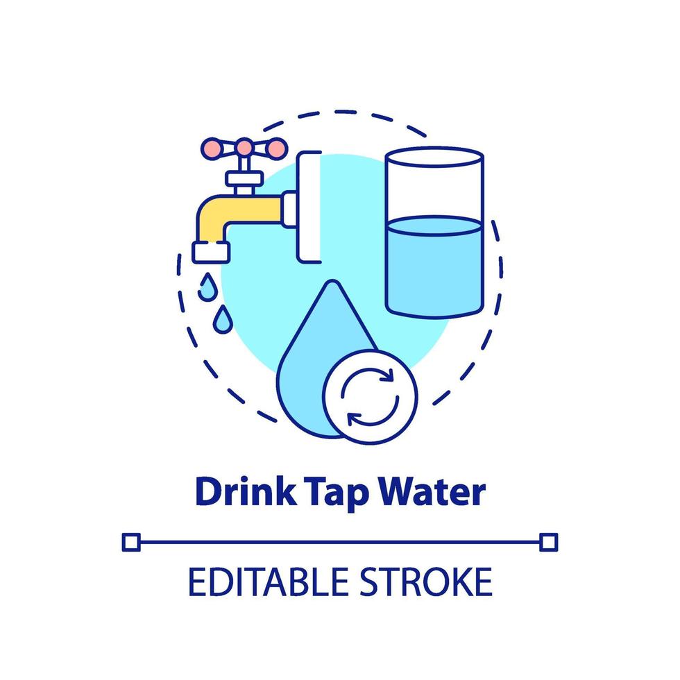 Beber agua del grifo concepto icono vector