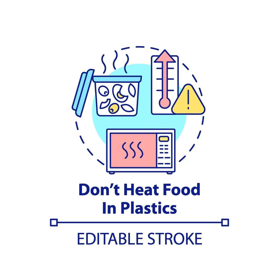 Do not heat food in plastics concept icon vector