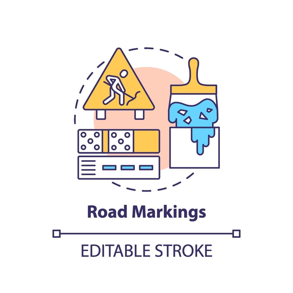 Road markings concept icon vector