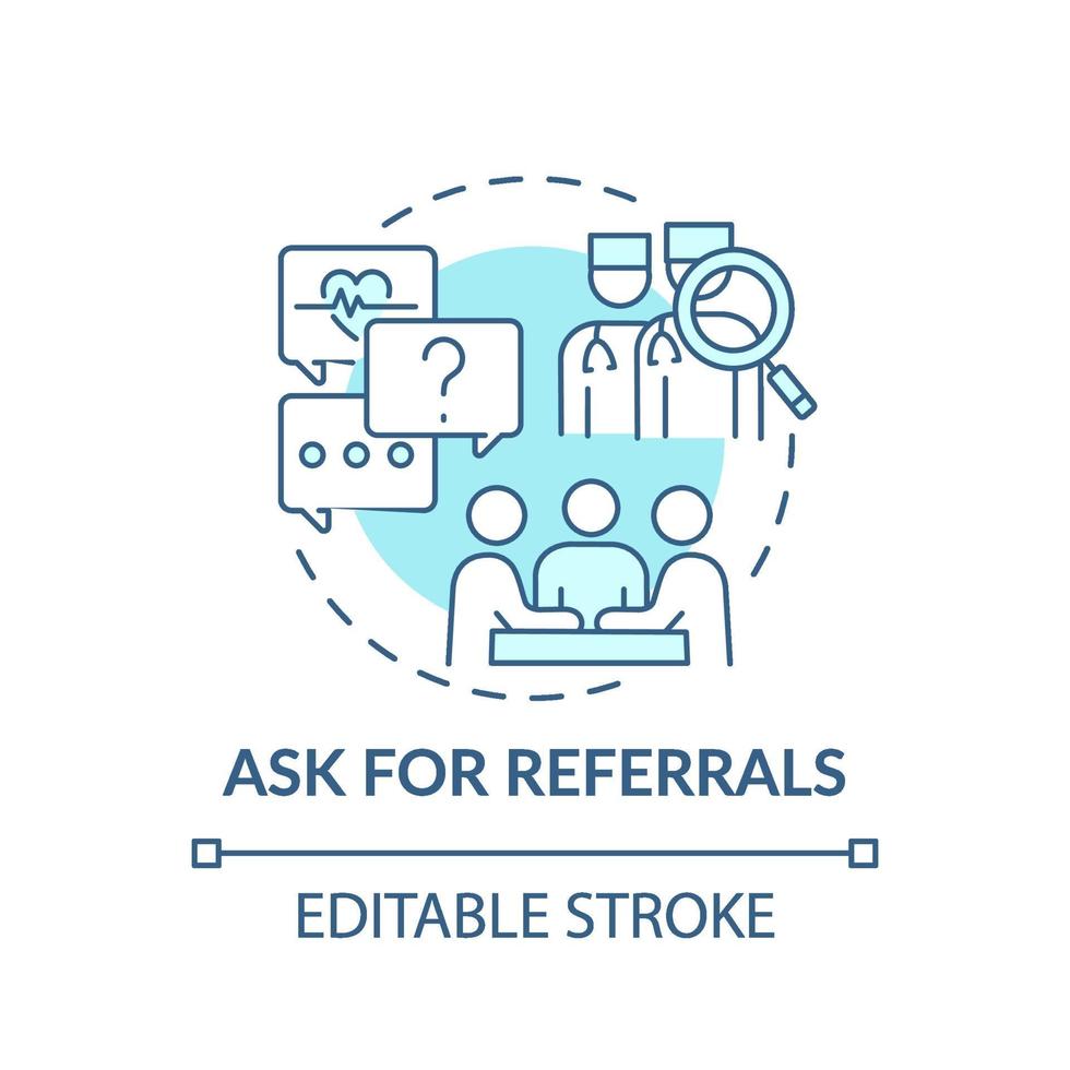 Ask for referrals blue concept icon vector