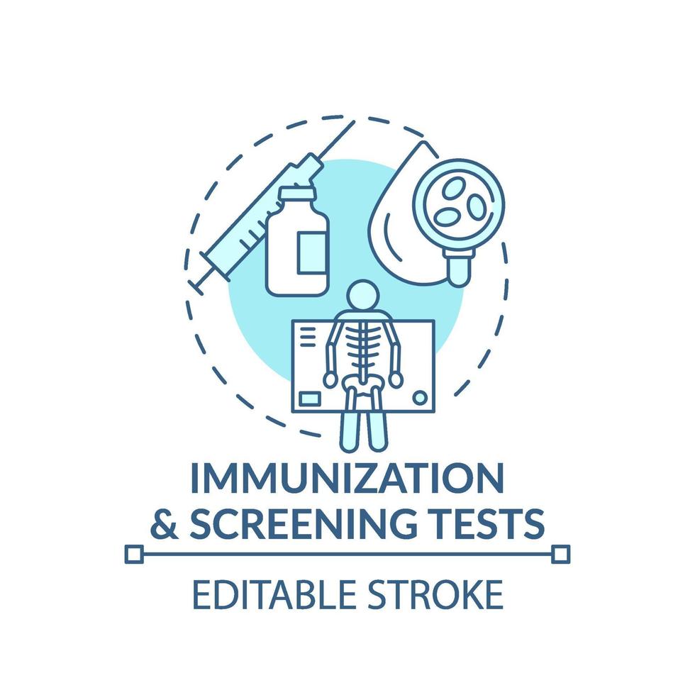 Immunization and screening tests blue concept icon vector