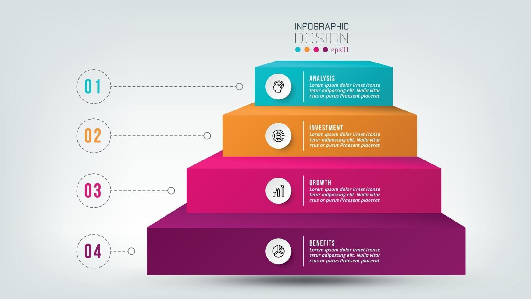 4 step process work flow infographic template. vector