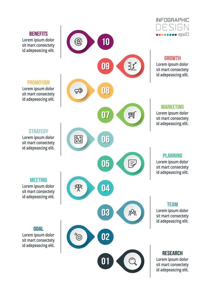 Timeline chart business infographic template. vector
