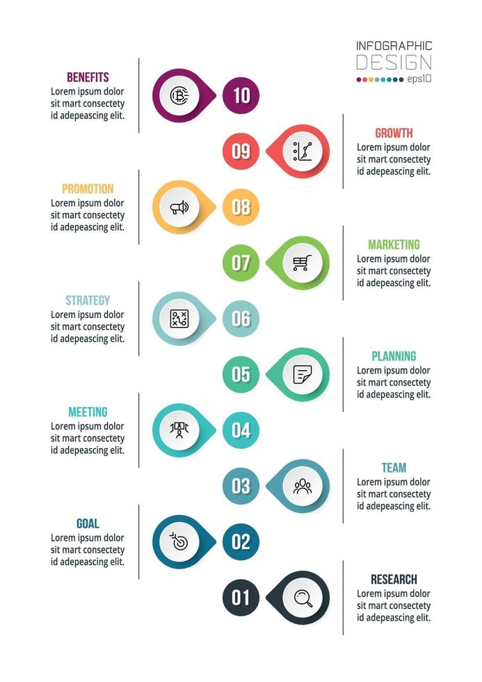 Plantilla de infografía empresarial de gráfico de línea de tiempo. vector