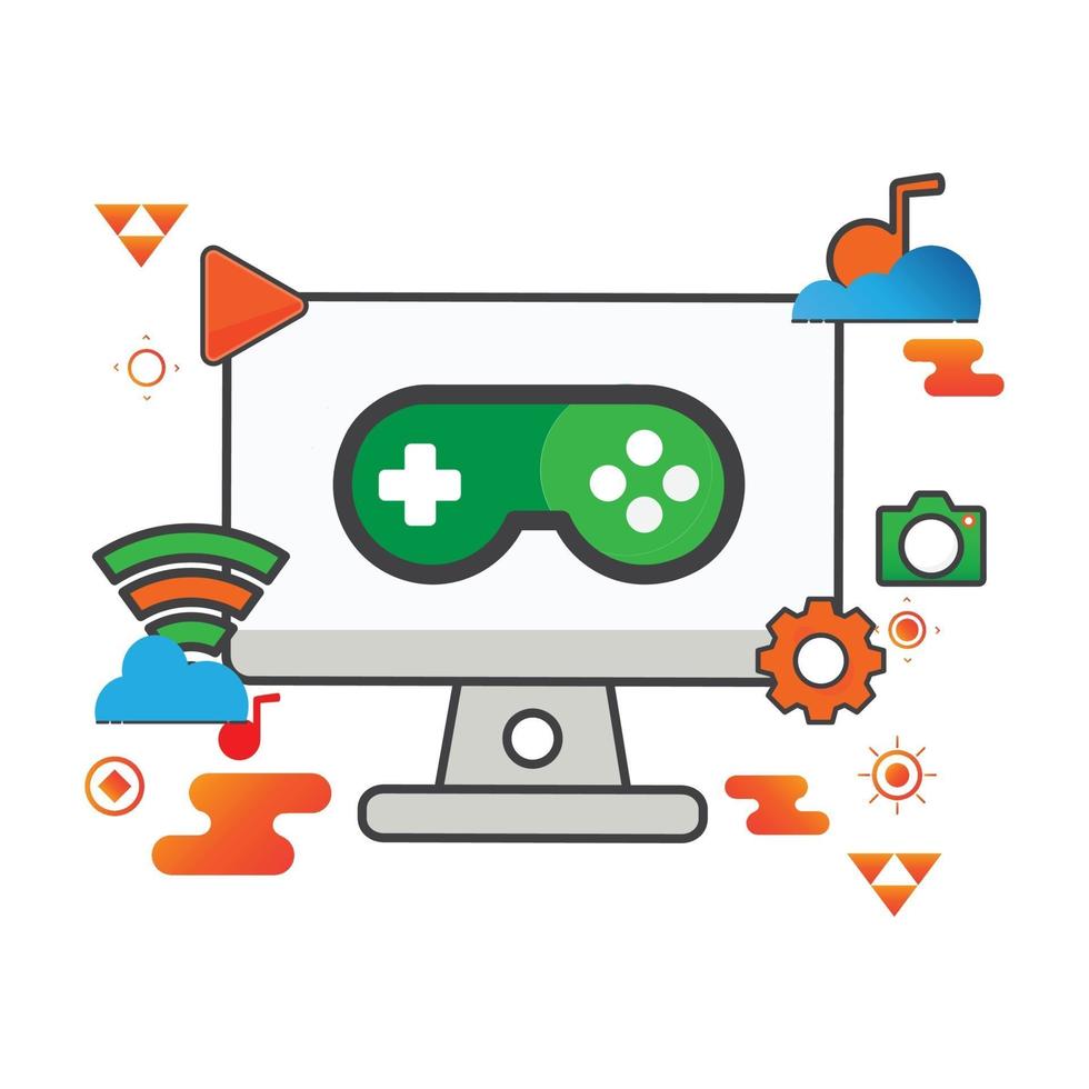 ilustración del juego. Ilustración de computadora. icono de vector plano. puede utilizar para, elemento de diseño de icono, interfaz de usuario, web, aplicación móvil.