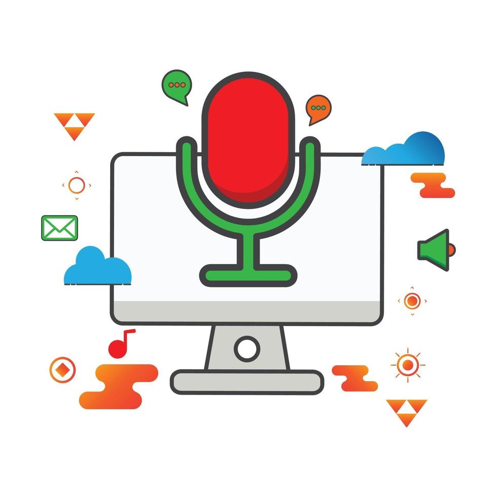 voice recorder illustration. computer illustration. Flat vector icon. can use for, icon design element,ui, web, mobile app.