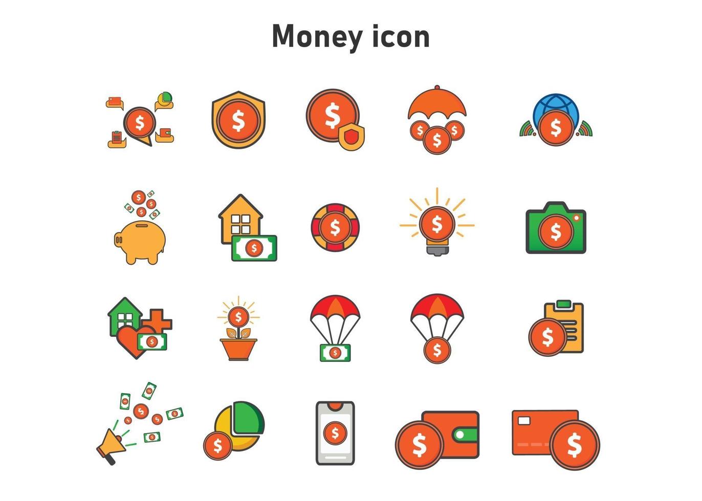 Ilustración de dinero. ilustración vectorial plana. puede utilizar para, elemento de diseño de icono, interfaz de usuario, web, aplicación móvil. vector