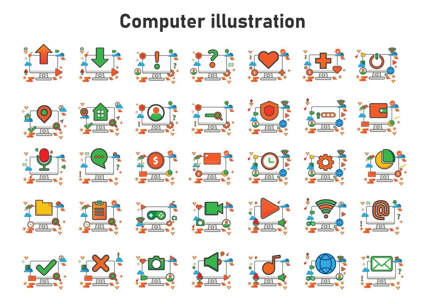 computer illustration. Flat vector illustration. can use for, icon design element,ui, web, mobile app.