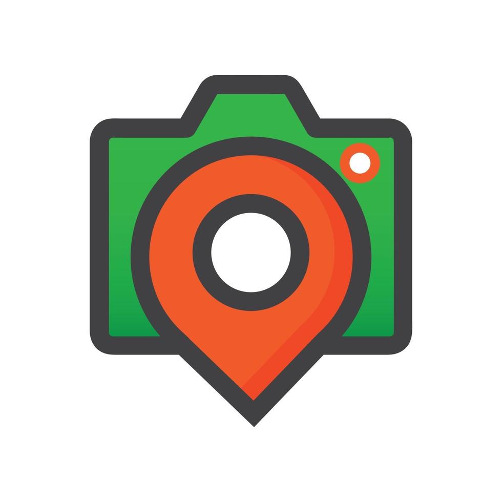 Ilustración de ubicación. ubicación con el icono de la cámara. puede utilizar para, elemento de diseño de icono, interfaz de usuario, web, aplicación móvil. vector