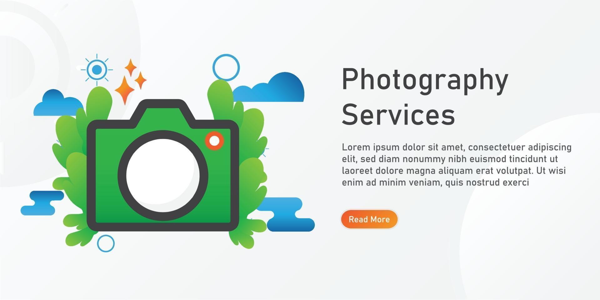 photography services Landing page template. creative website template designs. editable Vector illustration.