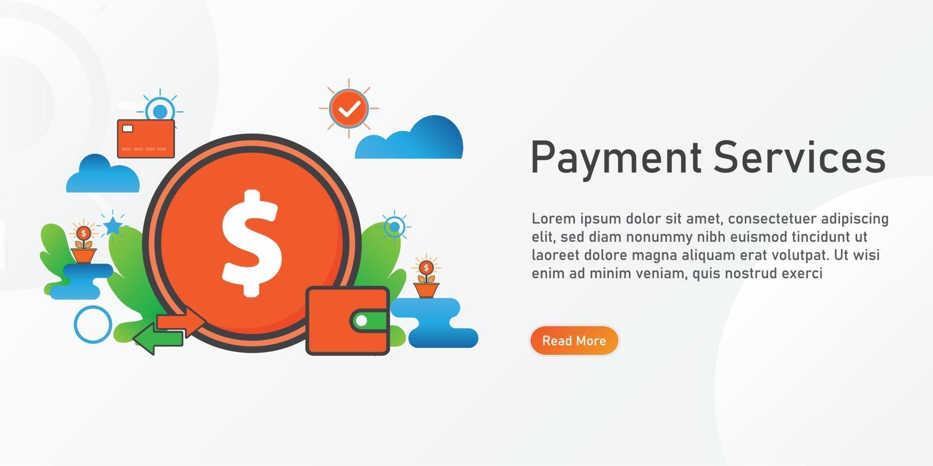 payment services Landing page template. creative website template designs. editable Vector illustration.