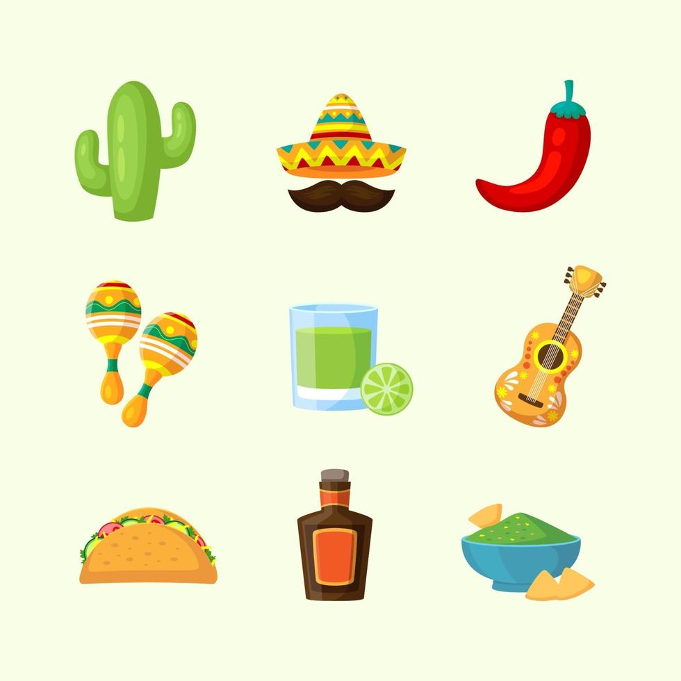 colección de iconos del cinco de mayo vector