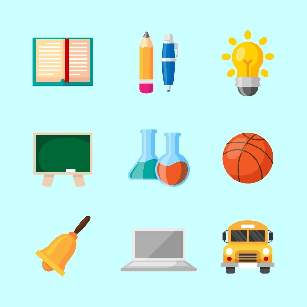 School Icon Collection in Flat Design vector