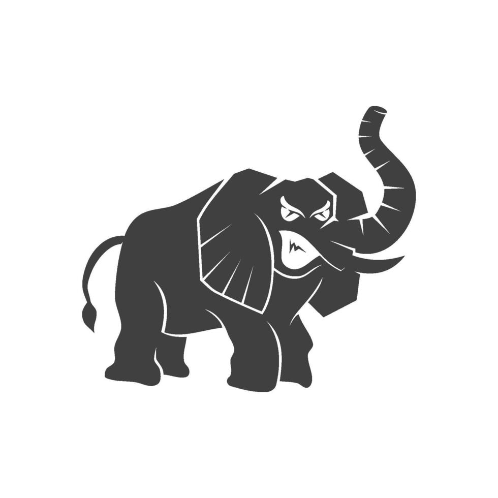 elefante enojado plantilla de mascota monstruo aislado vector