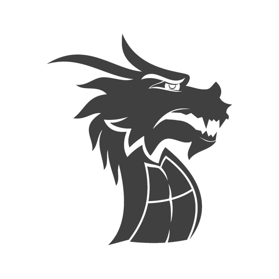 plantilla de diseño de mascota de cabeza de dragón aislado vector