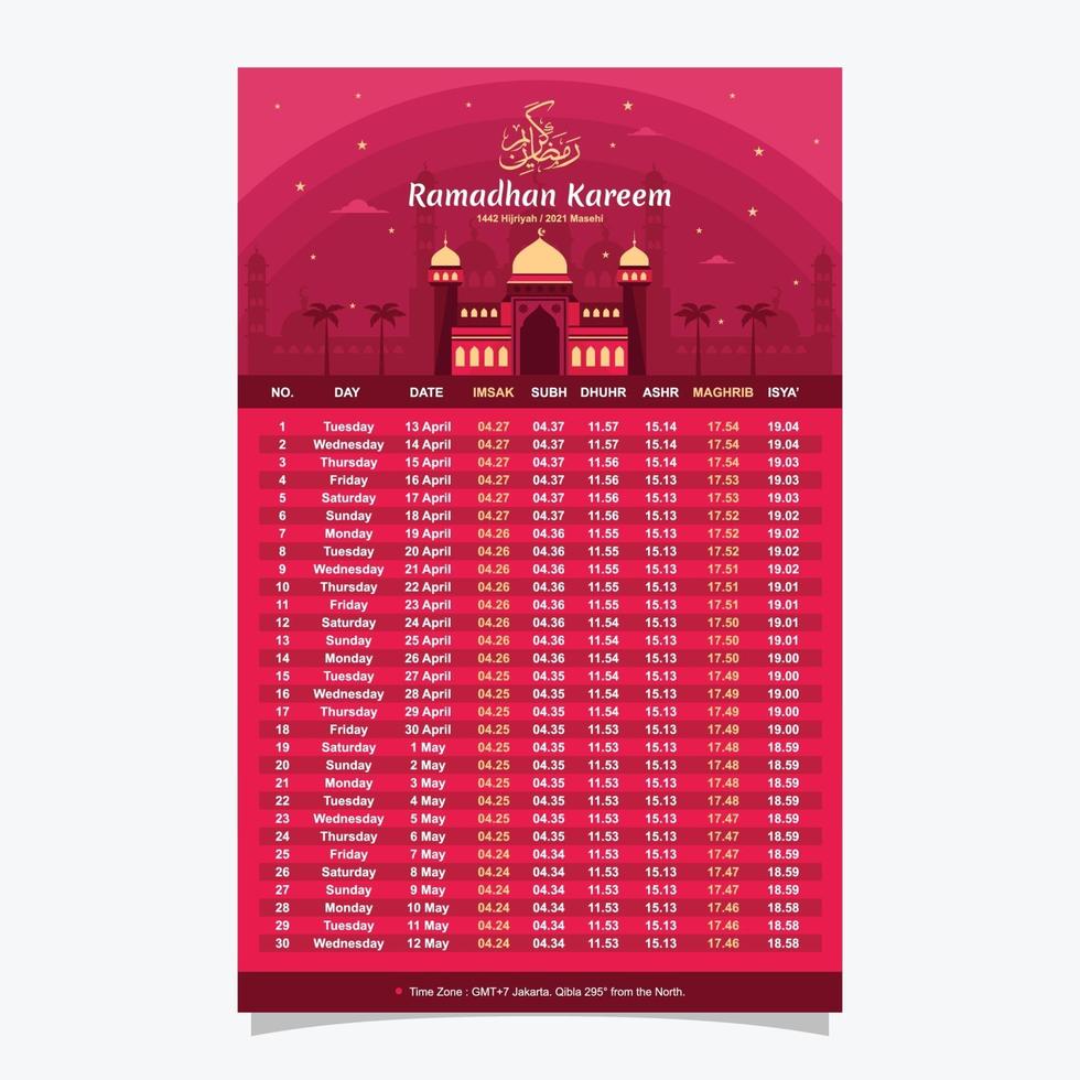 Islamic Ornament Calendar Template vector