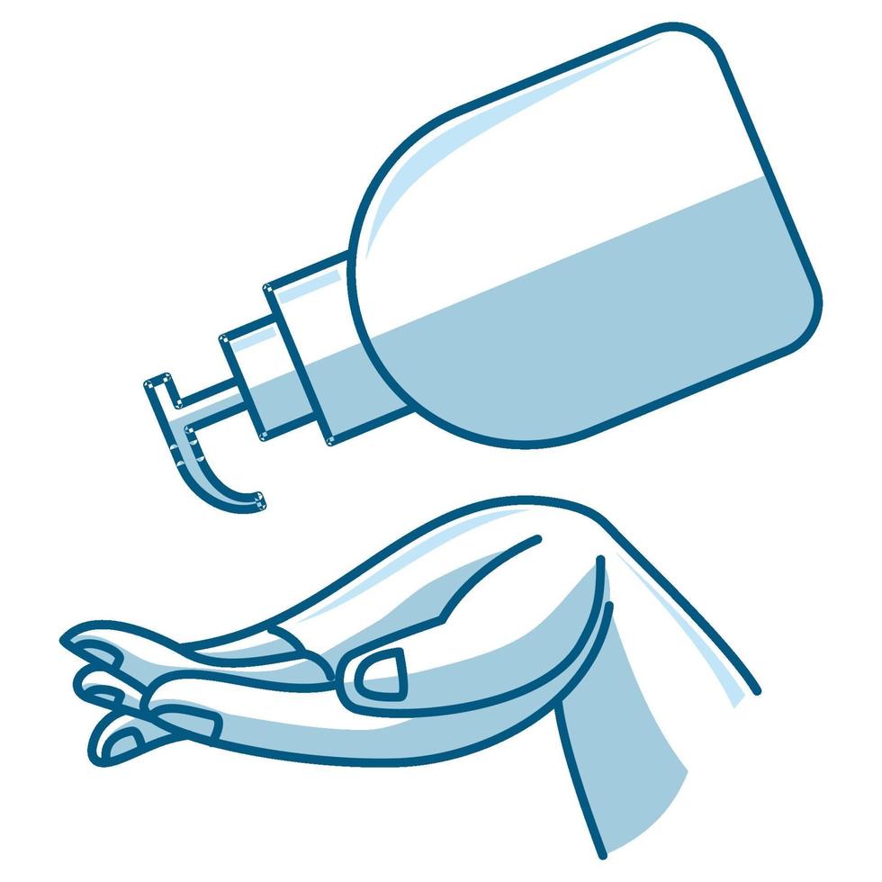 Washing hand with sanitizer liquid soap vector icon Editable