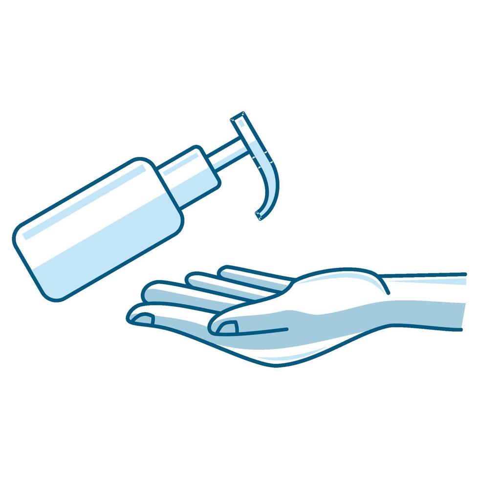 Washing hand with sanitizer liquid soap vector icon Isolated