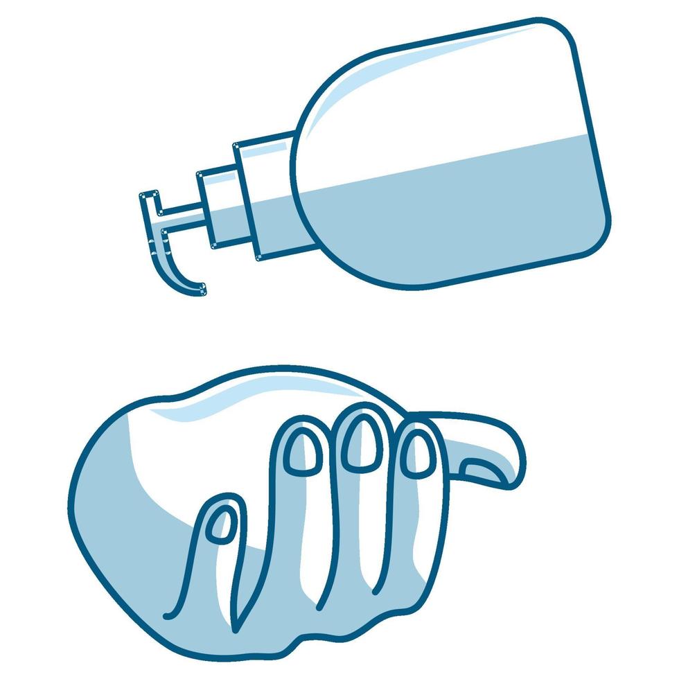 Washing hand with sanitizer liquid soap vector icon Prevention