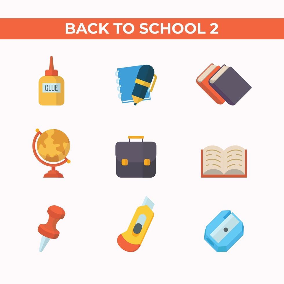 Set of Education School Flat Icon vector